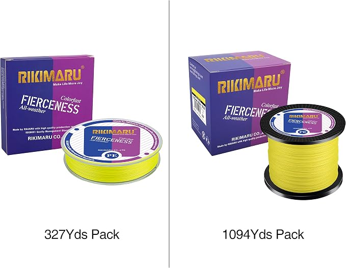 RIKIMARU Braided Fishing Line Abrasion Resistant Superline Zero Stretch&Low Memory Extra Thin Diameter 327-1094 Yds, 4-180LB
