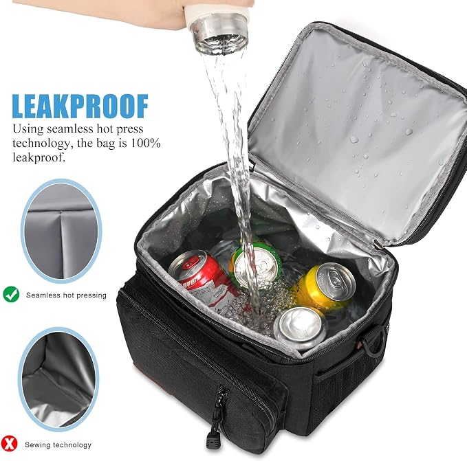 MIYCOO Lunch Bag & Lunch Box for Men Women Double Deck - Leakproof Insulated Soft Large Adult Lunch Cooler Bag for Work, (Black Zipper Pull, 15L)
