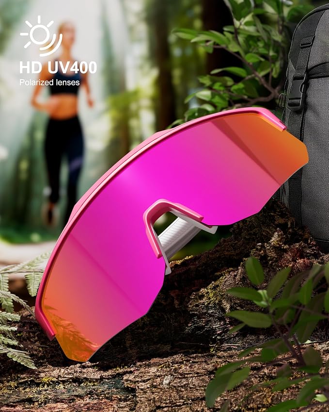 Polarized Sports Sunglasses for Men Women, UV400 Protection Mens Sunglasses Wrap Around Sun Glasses for Cycling Running
