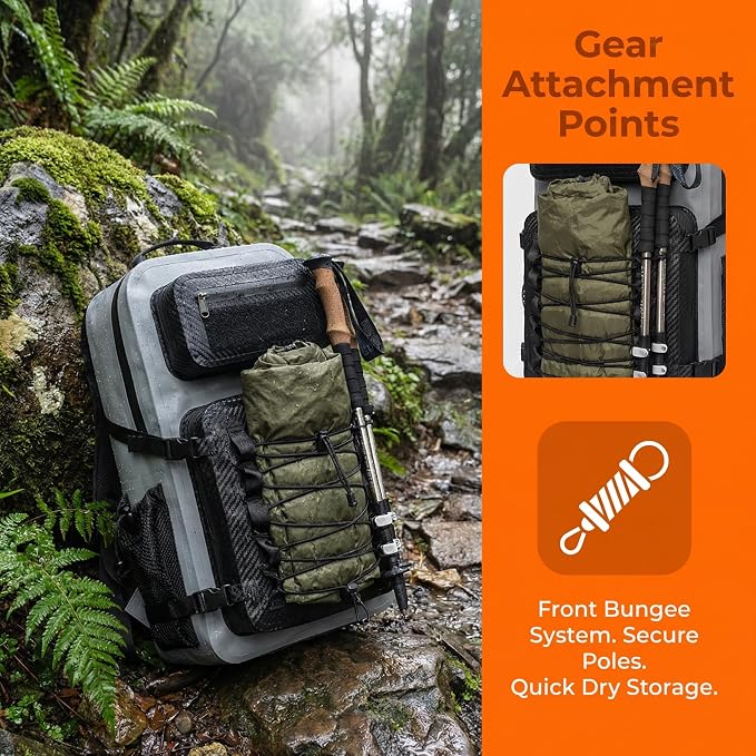 Miramrax Dry Bag Waterproof Backpack 30L Tactical Backpack for Kayaking Hiking Boating Paddle Boarding Fishing Travel Camping Beach Floating Dry Bag for Men Women (Grey)