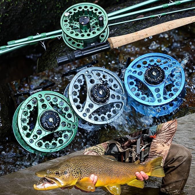 Sougayilang Fly Fishing Reel, Die Cast Aluminum Fly Reel, 5/6, 7/8, Weight Saltwater Fly Reels, 5/6, 7/8, Weight Saltwater Fly Reels