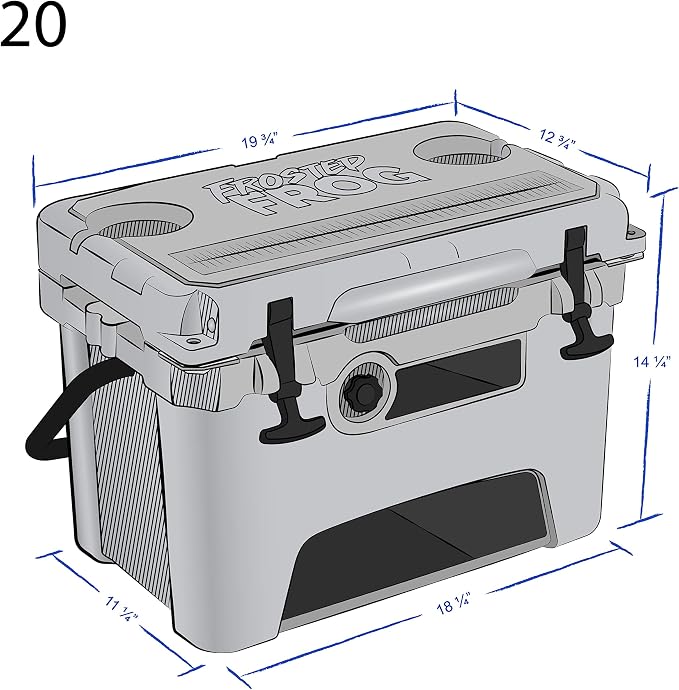 USA Made Frosted Frog Camo 20 Quart Ice Chest Heavy Duty High Performance Roto-Molded Commercial Grade Insulated Cooler