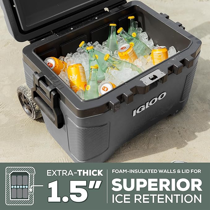 Igloo Trailmate 52Qt Wheeled Cooler, Insulated Hard Shell Ice Chest, Americana