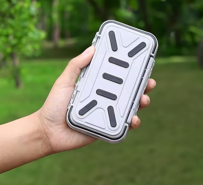 Fishing Tackle Box Bait Storage Case Hard Tackle Case Portable Hooks Lure Baits Storage Swivels Jigs Hooks Sinker for Vest Casting Fly Fishing (Grey Waterproof/1pcs)