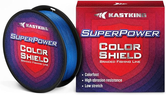 KastKing Superpower ColorShield Braided Fishing Line - Colorfast Braided Line, 100% Solution Dyed UHMWPE Fiber, Smooth & Strong Superline, Near Zero Stretch, Sensitive, High Abrasion Resistance