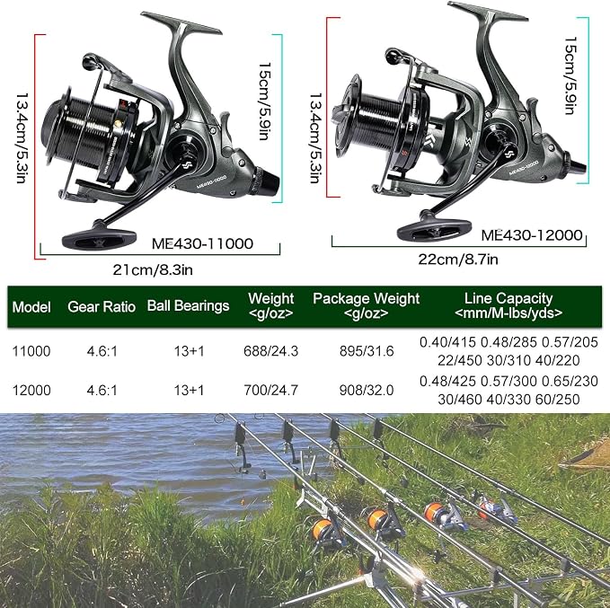 Sougayilang Saltwater Spinning Reels 10000 Series Carp Fishing Reels, CNC Aluminum Spool Fishing Reels for Saltwater Freshwater