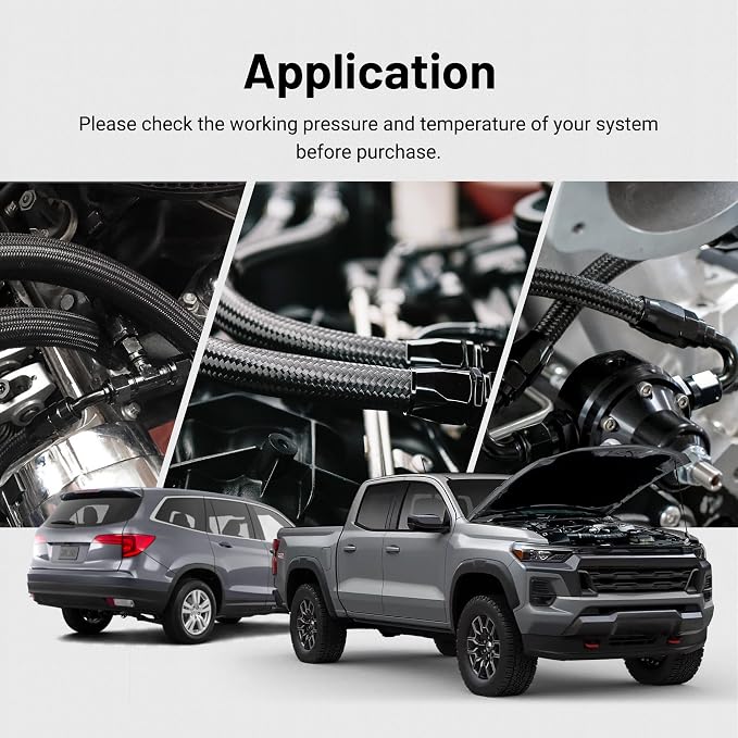 EVIL ENERGY 6AN Fuel Line Kit, 6AN Nylon Braided Fuel Line Hose Fitting Kit CPE 16FT Black