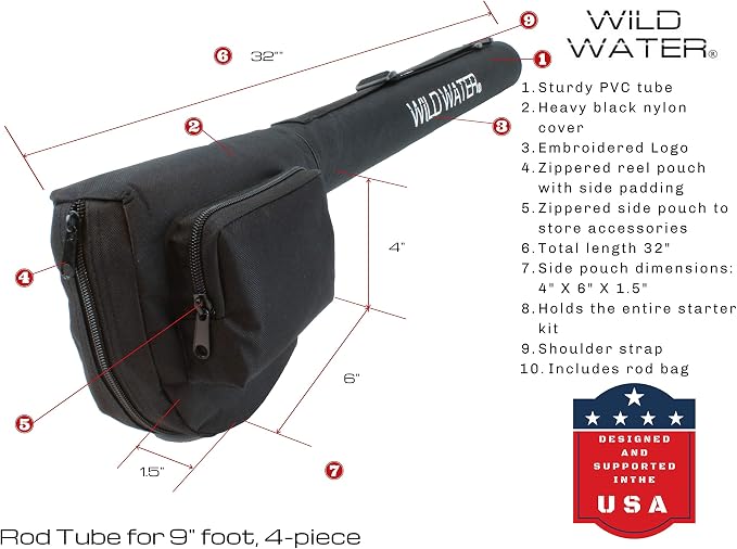 Wild Water Fly Fishing Combo Starter Kit with CNC Machined Fly Reel, 9 Foot, 4-Piece, 5/6-Weight Graphite Fly Rod with Cork Handle, Accessories, Carrying Case, Fly Box Case & Fishing Flies