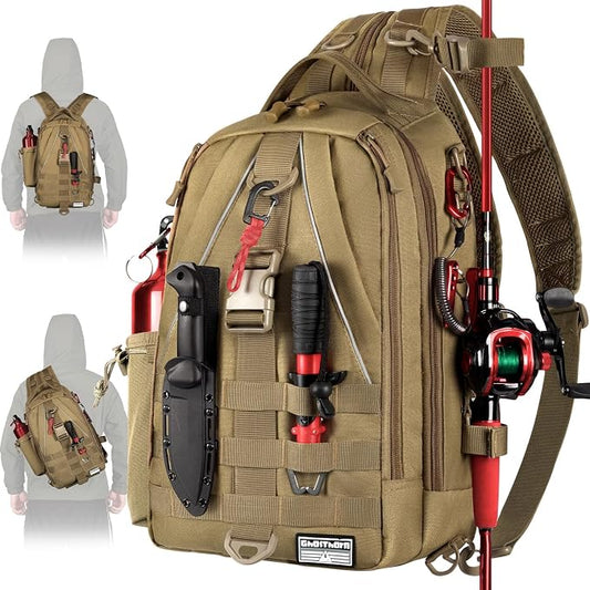 Ghosthorn Fishing Backpack Waterproof Tackle Bag Sling Bag Gift