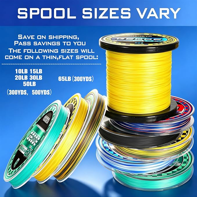 Geode Braided Fishing Line, 10-200 lb, 8 Strands, 300yds/500yds/1000yds, Colored Braid Superline
