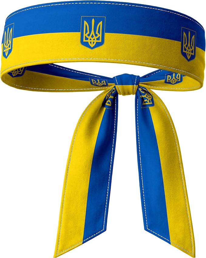 Tie Headband for Women & Men, Flag Patterned Sports Sweatband Head Wrap, Hair Bandana Accessory, 40" x 2.4"
