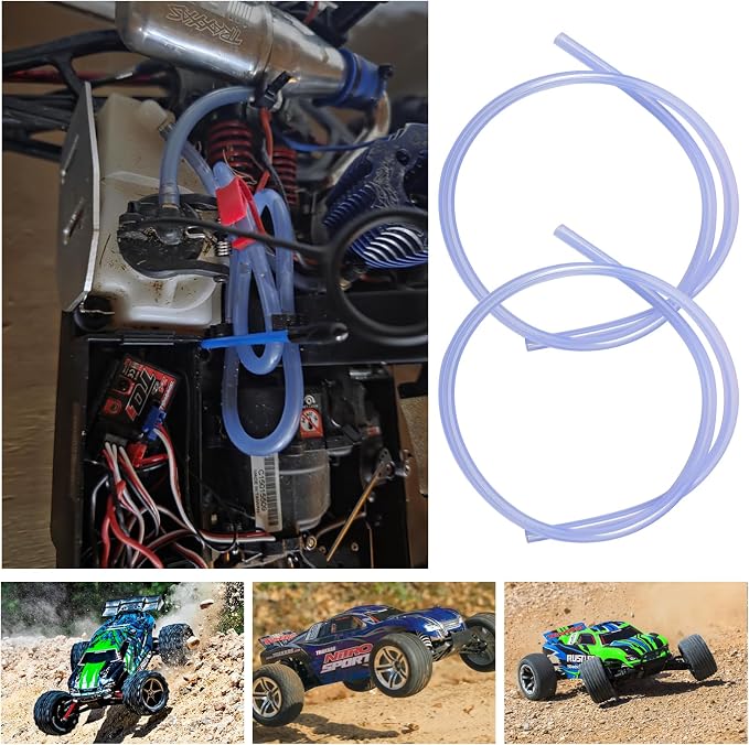 2 Pack Blue Nitro Fuel Line,2' Silicone Fuel Resistant Fuel Tube Pipe for Nitro RC Engine Models,RC Fuel Line Replacement Accessory for RC Trucks,Buggies & Hobby Models