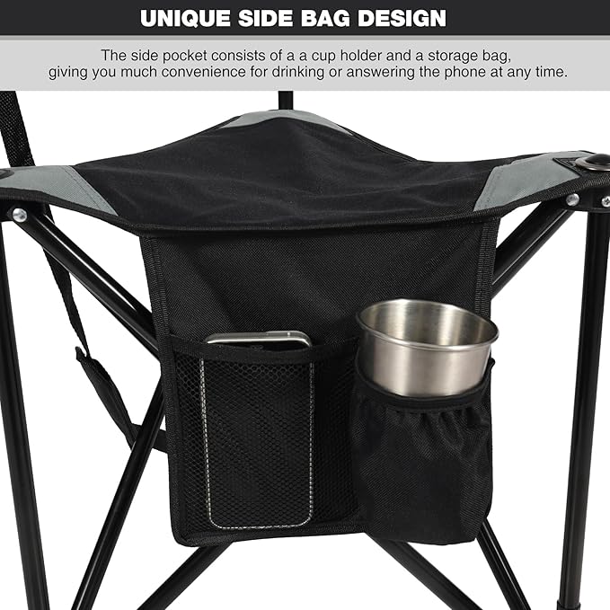 REDCAMP Tripod Hunting Chair for Blinds, Folding Lightweight Portable Fishing Chair for Adults Hunting Stools with Backrest, Golf Chairs for Spectators, Black