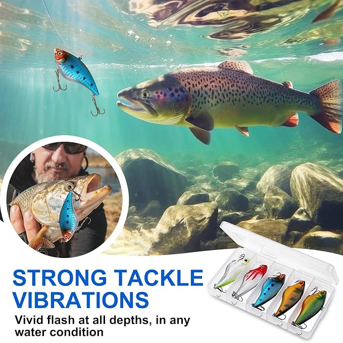Skylety 10 Pieces Mini Fishing Lures Fishing Hard Baits Hooks Crankbaits Lures Baits Topwater for Freshwater Saltwater Trout Bass Perch with Box