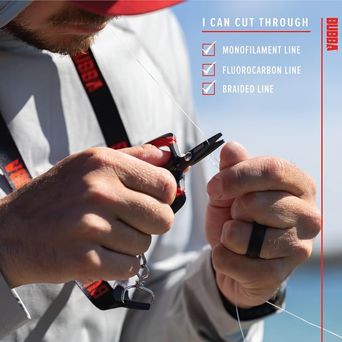 Bubba Micro Fishing Shears with Lanyard, Titanium-Nitride Coated Blades, Cuts through Monofilament, Fluorocarbon, and Braided Line, For Fishing