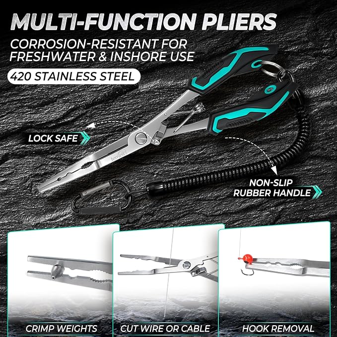 Jenseits Fishing Tool Kit, Fish Gripper, Fishing Pliers, Digital Fish Scale, Fillet Knife, Hook Remover & Fishing Accessories Set, Freshwater Saltwater Fishing Gear, Fishing Gifts for Men Angler