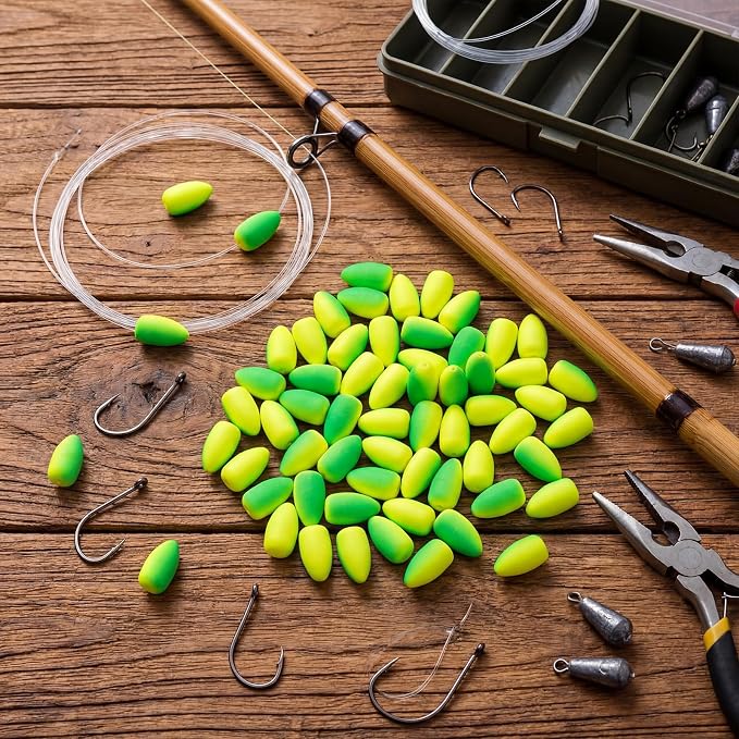 Skylety 60 Pieces Foam Floats Bullet Fishing Foam Snell Floats Pompano Rigs Oval Fly Fishing Strike Indicators for Trout Catfish Walleye