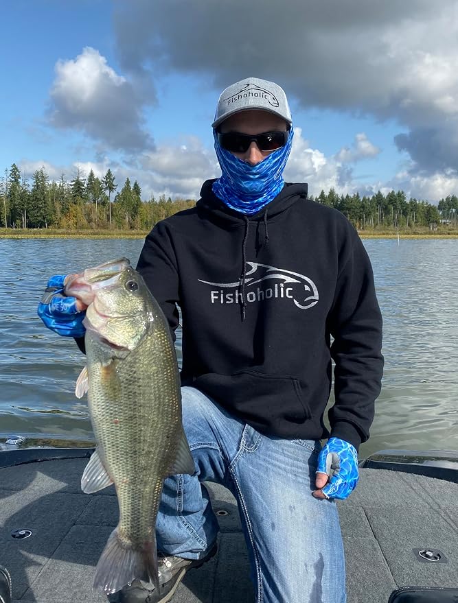 Fishoholic UPF50+ Fingerless Fishing Gloves - Sticky Grip Sun Protection Glove - Kayaking Paddling or Rowing