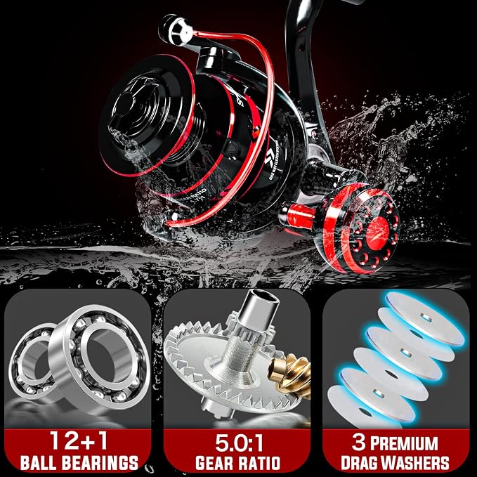Sougayilang Fishing Pole, 30-Ton Carbon Fiber Fishing Rod and Reel Combo, 2 Pcs Blanks Spinning Reel Combos