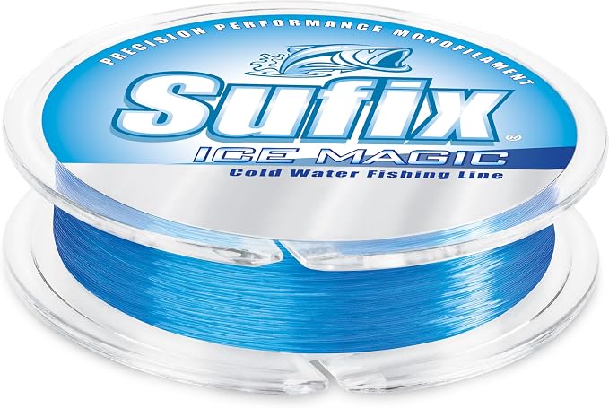 Sufix Ice Magic Fishing Line, Low-Temperature, All-Purpose Ice Fishing Monofilament for Smooth Handling and Cold-Weather Performance, 1 LB, Glacier Blue