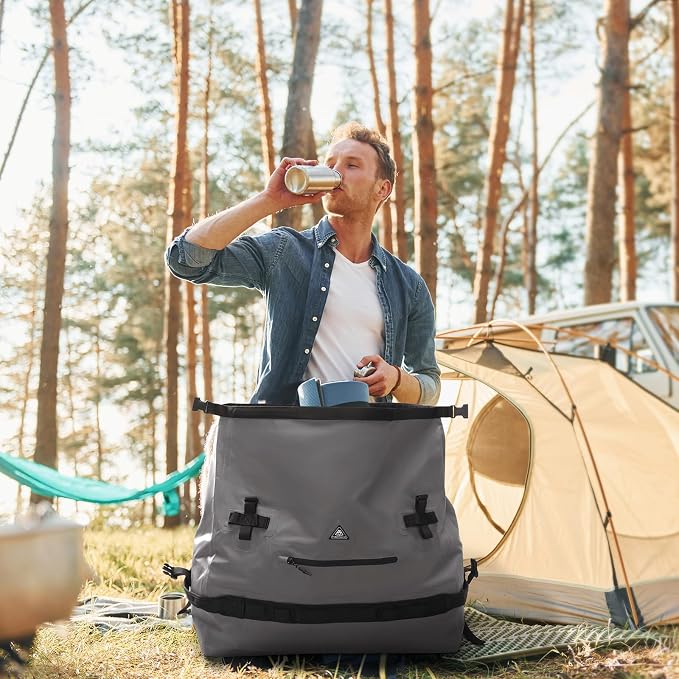 Haimont IPX7 Waterproof Roll-Top Dry Duffel Backpack | 60L/90L Sizes, 500D Tarpaulin, Welded Seams, Mesh Pockets, Boating & Kayaking