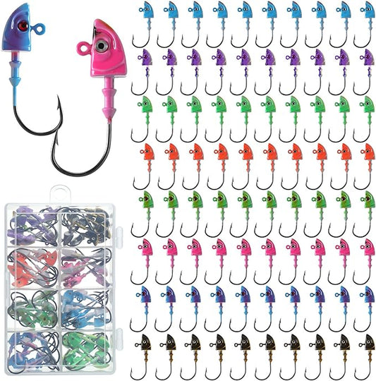 Vinsot Crappie Jig Heads 1/4oz 1/8oz 3/8oz 1/16oz 1/32oz Fishing Jig Hooks Simulation Fish Eye Ball Hook Bulk for Crappie Bass Trout Lures Gift