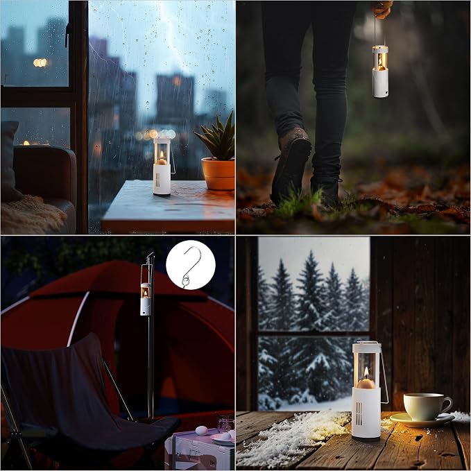 15Hour+ Long Burning Mini Candle Lantern for Real Candles, Outdoor Camping Emergency Lighting, Portable Survival Lantern for Power Outages w/ Storage Bag - White, 1Pack