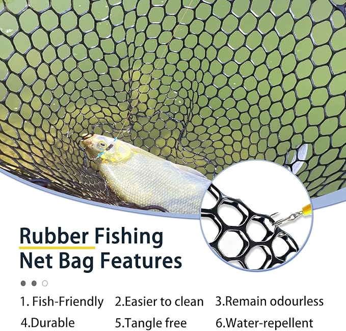 Telescoping Metal Lock Fishing Net Blue Aluminum Alloy Rubber Fish Net - Adjustable Length Lightweight Foldable Large Fishing Net with Handle Collapsible Extendable Fishing Accessories
