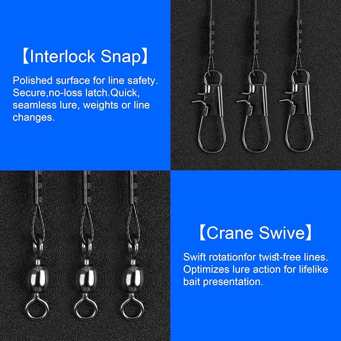 Fishing Leaders Saltwater Tackle Rig Surf Fishing Rigs with Swivel Snaps High Strength Wire Leader Bottom Rigs Fishing Gear Equipment for Lures Bait Hooks