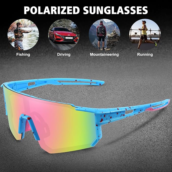 STORYCOAST Polarized Sports Sunglasses for Men Women,Driving Fishing Cycling Mountain Bike Sunglasses UV400 Protection