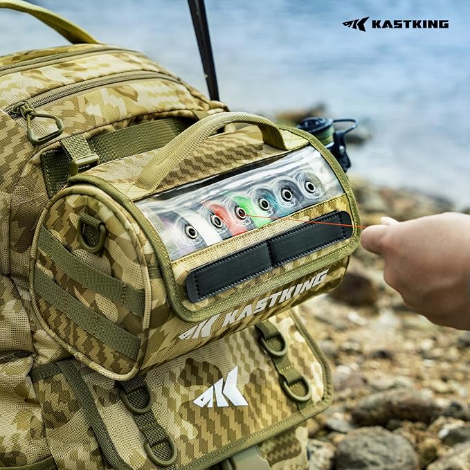 KastKing BaitSpace Line Management Bag, Fishing Line Storage Bag with Water Resistant Nylon, Clear View Window, Removable Divider, Tangle-free Leader Line Holder