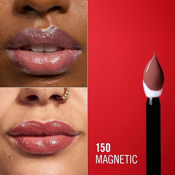 Rimmel Thrill Seeker Lip Latex, 150 Magnetic, Liquid Lipstick, Lipgloss, Lip Colour, Hyaluronic Lipstick, Lip Stain, Smooth Shine, Hydration, Hyaluronic Acid, Vitamin E, Aloe Vera, 0.2oz