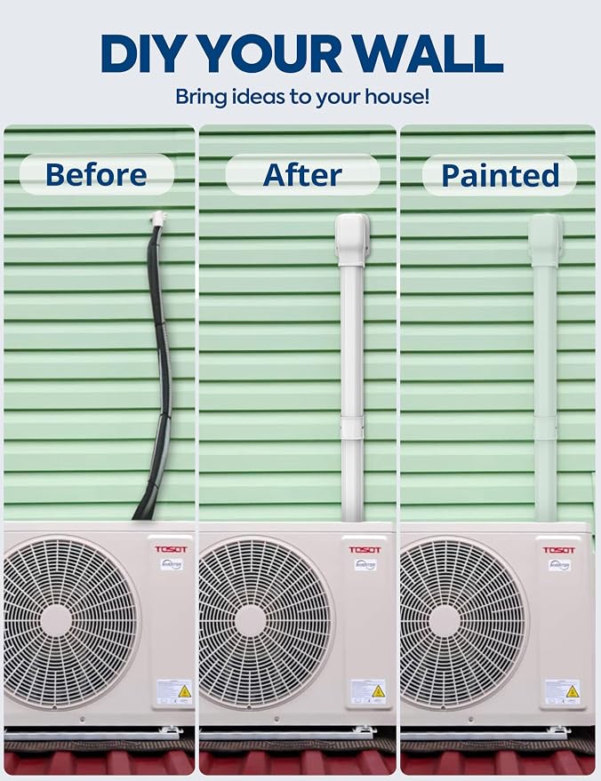 3" Level Bend Cover, 90° Flat Elbow, Upgrade PP Heat-Resistant, Paintable Decorative Line Set Cover Kit Parts Accessories for Mini Split Air Conditioners, AC, HAVC and Heat Pumps