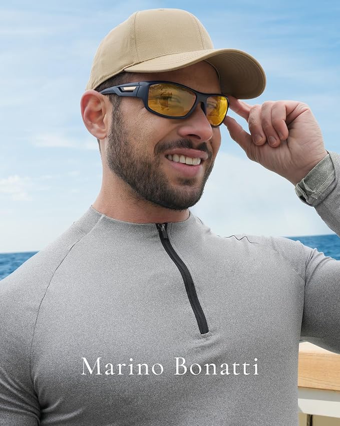Sports Polarized Sunglasses Men Fishing Sunglasses See Fish in Water Wrap-around Glasses UV400