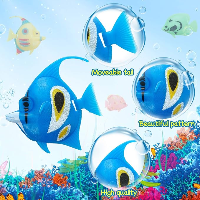 Weewooday 20 Pcs Artificial Moving Fishes Plastic Floating Lifelike Fish Tank Ornament Aquarium Decorations (Random Fish)
