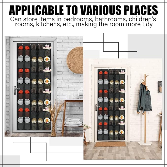 Windyun 2 Pack 40 Over the Door Shoe Organizers Large Mesh Pocket Hanging Shoe Rack for Closet Nonslip Behind Dorm Door Storage Holder Dorm Essentials Back to School Organizer for College(Black)