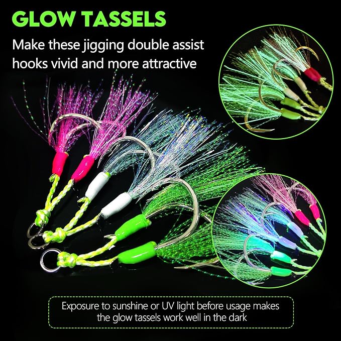Eupheng Fishing Assist Hooks for Topwater Lures, Dancing Stinger Jigging Hooks Replacement Fishing Hooks for Freshwater & Saltwater