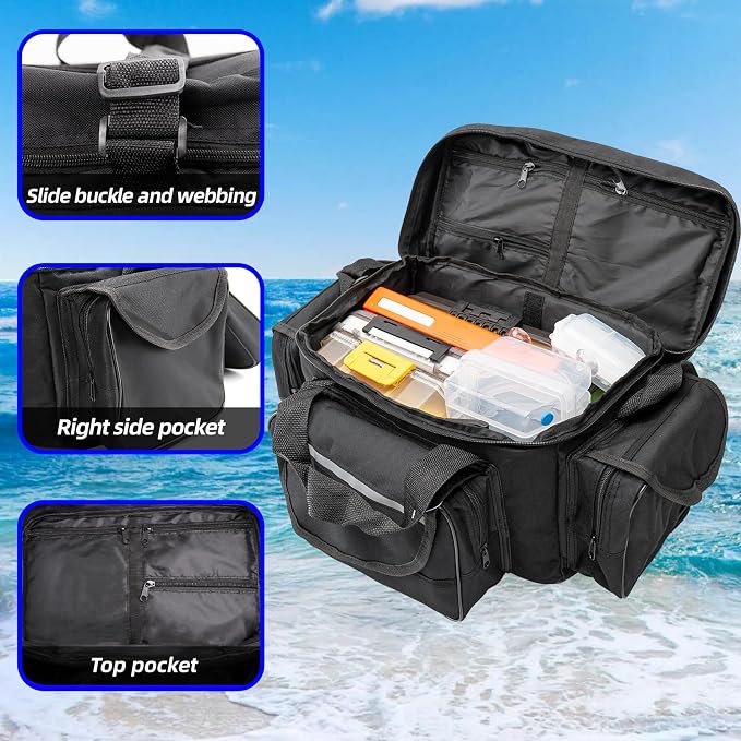 Tackle Bag- Saltwater or Freshwater Fishing Tackle Bags- Suitable for 3700/3600/3500 Tackle Box Organizer- Portable Fishing Gear Bag