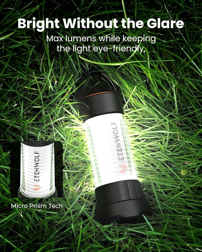 ETENWOLF Ultra Bright Camping Lantern, 1000LM LED Mini Flashlight Spotlight, 5000mAh Rechargeable Lantern with 6 Modes, Waterproof Portable Tent Light for Camping, Hiking, Power Outages & Emergencies