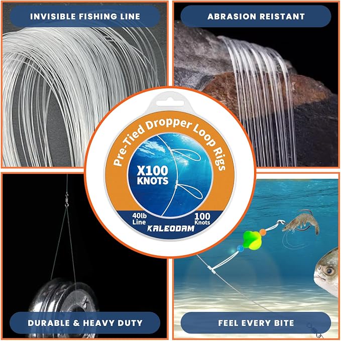 20lb-70lb 100knots Pre-Tied Dropper Loop Fishing Rig, 18" Spacing, 5.5" Loop Size, Ideal for Saltwater & Freshwater Fishing