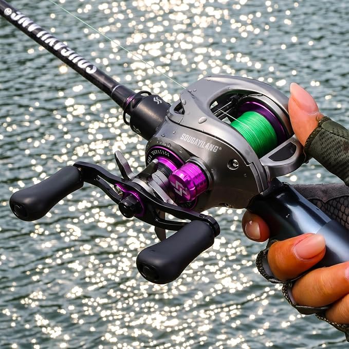 Sougayilang F1 Baitcasting Reel, 7.6:1 Gear Ratio, 18lbs Max Drag, 5+1 Stainless Steel Bearings, 5rd Gen Drag Alarm System, Magnetic Brake, Lightweight Low Profile Casting Reel for Freshwater Fishing