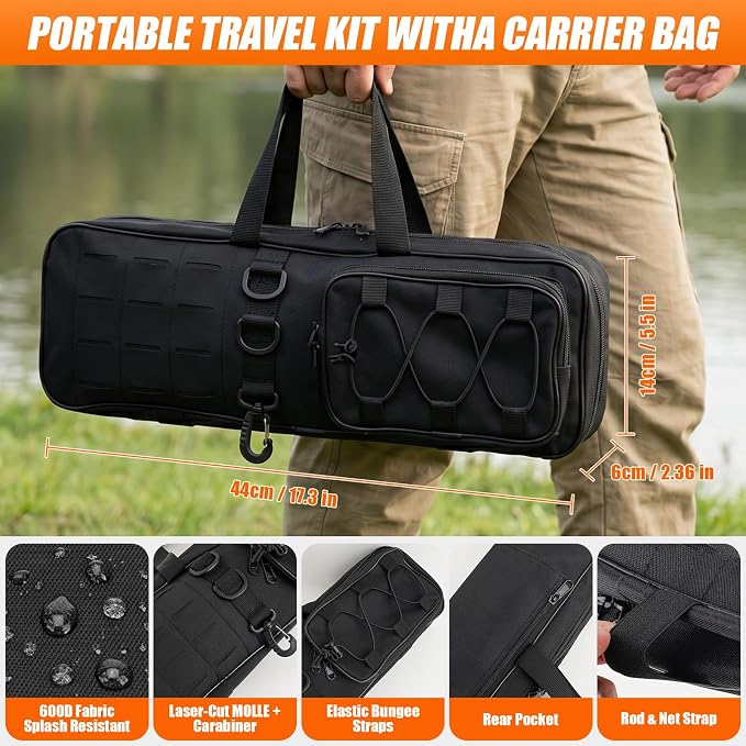 Fishing Rod and Reel Combos, Telescopic Fishing Rod, 2PCS Spinning Reel Set with Carrier Bag, Freshwater Fishing Rod and Reel Combos Kits for Saltwater and Freshwater Fishing