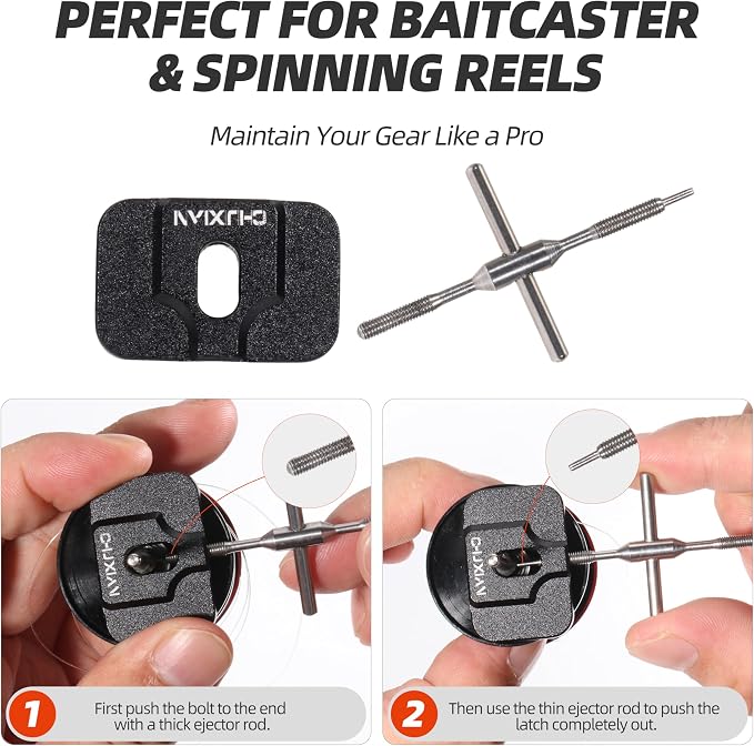 RUNCL 8-in-1 Fishing Reel Repair Kit – Bearing Puller, Magnetic Screwdriver, Wrench, Tweezers, Complete Reel Care Accessories – for Spinning & Baitcasting Reels
