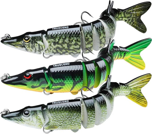 TRUSCEND Swimmax Easy Catch Fishing Lures with BKK Hooks, Wiggling, Vibrating, Rattling and Gurgling for More Bite, Heavy-Duty Dyneema Fiber Jointed Swimbaits for Bass, Trout, Walleye, Crappie, Pike