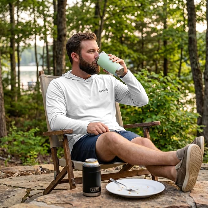 Reel Life UV Long Sleeve Hoodie – Jax Beach Mens Long Sleeve Sun Protection Shirts with Hood