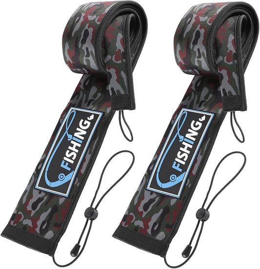 2Pcs Neoprene Fishing Rod Sleeve for Casting, Trolling, Spinning Rods – Lightproof & Puncture Resistant Rod Cover