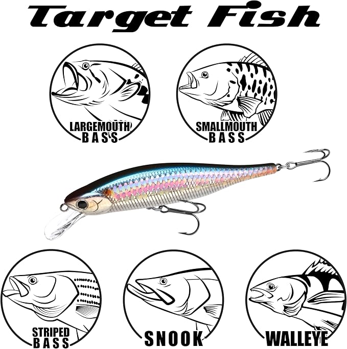 LUCKY CRAFT Lightning Pointer 98XR, Freshwater Bass Fishing Lures and Walleye Fishing Lures, 4" Slow Sinking Jerkbait, 6-7ft Depth, Largemouth Smallmouth, Tournament Fishing Gear