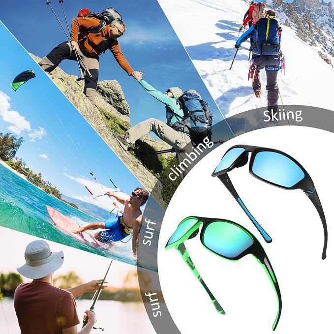 TOODOO 4 Pairs Men Polarized Sunglasses with UV Protection Driving Glasses Sports for Sport Outdoor Activities