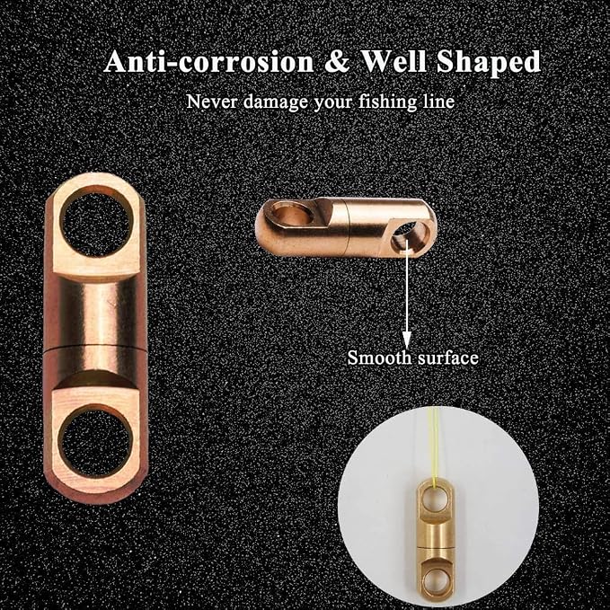 AMYSPORTS High Strength Fishing Bearing Swivels Stainless Fishing Swivel Connectors Copper Barrel Swivels for Saltwater Fishing Freshwater Fishing