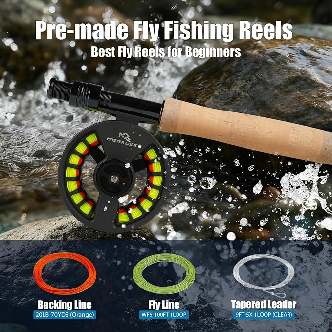 Fly Fishing Reel 5/6wt - Aluminum Alloy Fly Reel with Pre-Loaded Line Combo, Durable Lightweight Design for Freshwater/Saltwater